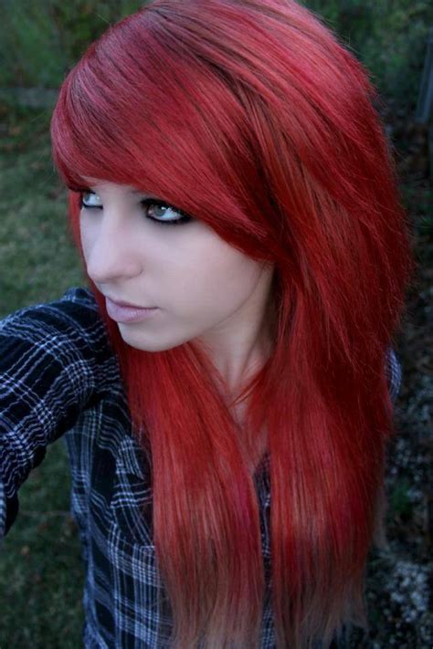 emo hairstyle red